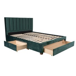 Кровать GRACE 160x200см, с ящиками и матрасом HARMONY DUO, зеленая