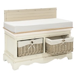 Hall bench SAMIRA 90x42x70,5cm, antique white