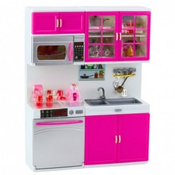 Doll Kitchen Cabinets Microwave Dishwasher Lights Sounds Pink