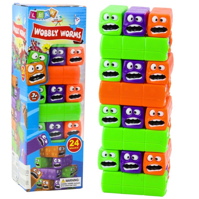 Skill Game Tower 24 Blocks With Smiley Faces Colorful