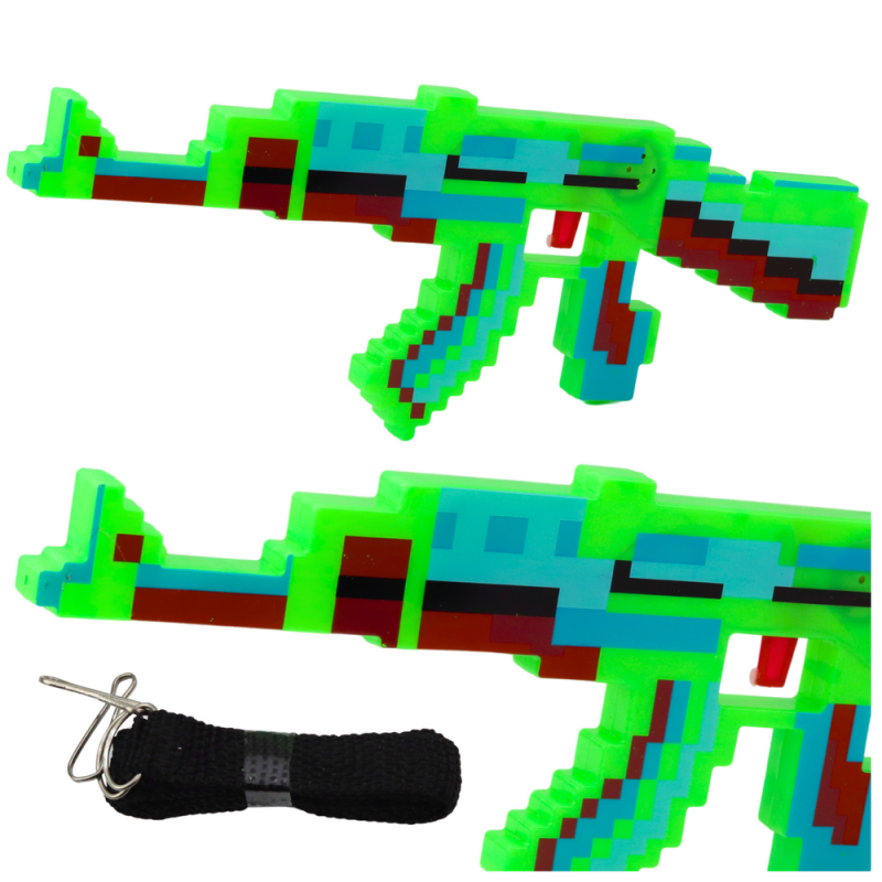 Pixel Rifle Weapon Lights Sounds Green 39cm