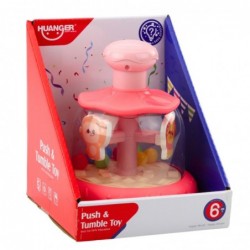 Carousel Spinning Top With Balls And Animals Hippopotamus Lion Monkey Pink