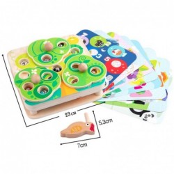 TOOKY TOY Drewniana Gra Zręcznościowa 2w1 Wyciągnij Robaczki dla Dzieci