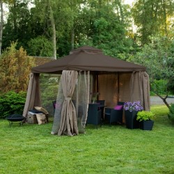 Gazebo LEGEND 3x3xH2 2,8m, aluminum frame, roof and side walls  polyester fabric, color  dark brown-beige