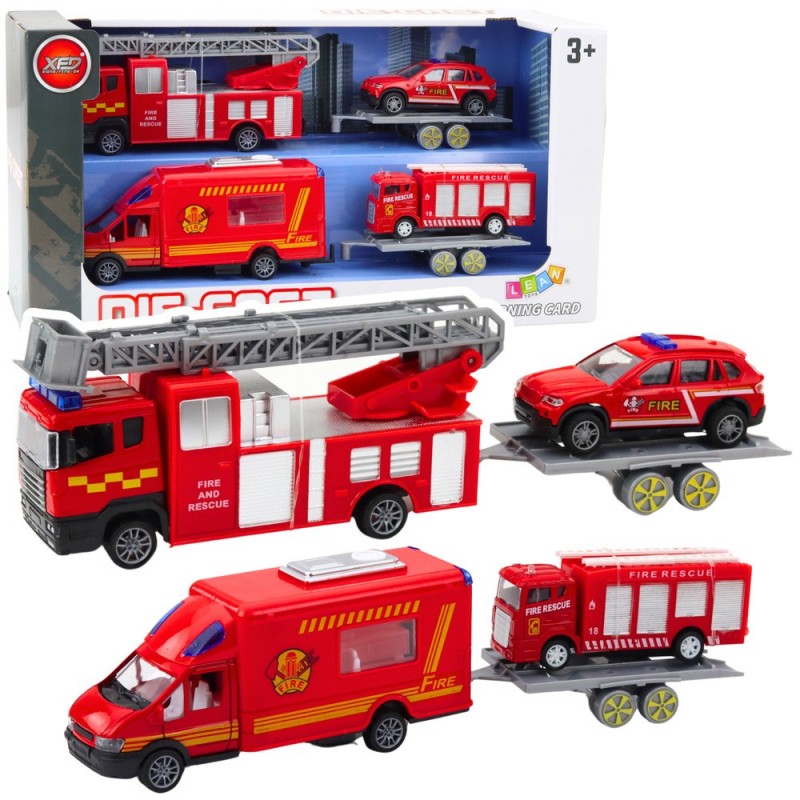 Fire Trucks Cars Drive Set Red