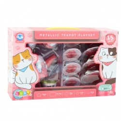 Tea Coffee Set For Kids Metal Cats Pink 15pcs