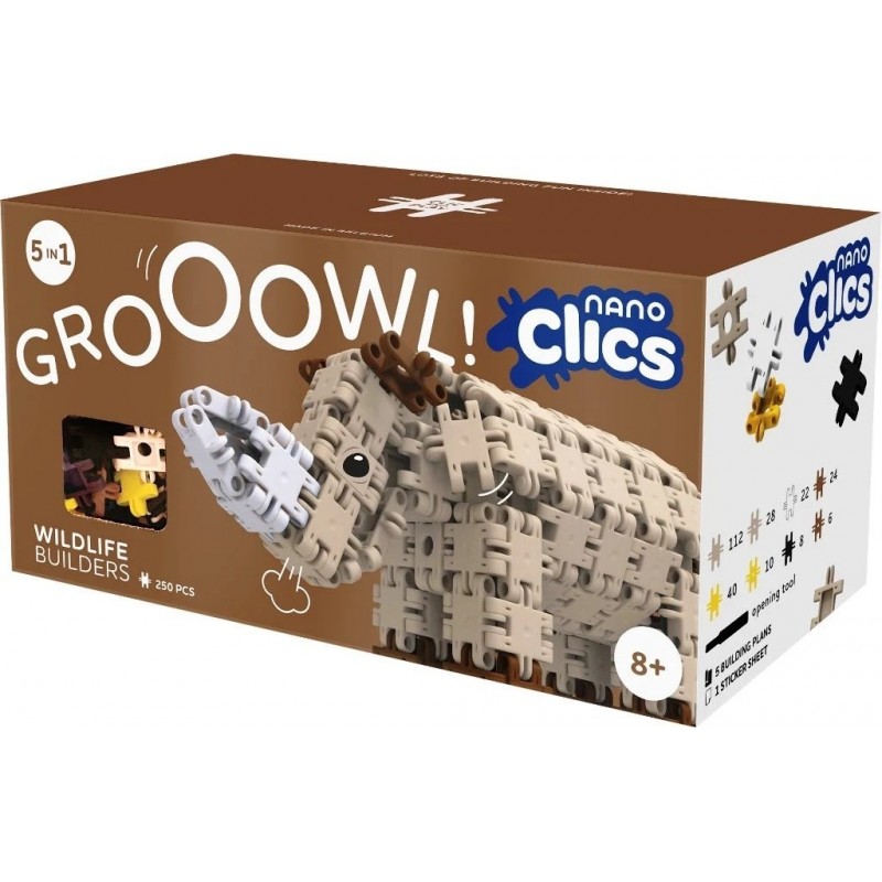 Nano Clics - konstrukcyjne, belgijskie klocki - Dzika Przyroda - Zestaw 250 elementów