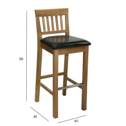 Барный стул LAURA 40x40xH72 99cм, сиденьие  кожзаменитель, цвет  тёмно-коричневый, дерево  дуб, обработка  промасленный