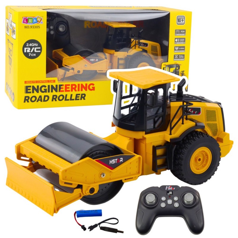 Remote Controlled Construction Vehicle Roller RC 7CH Yellow