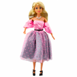 Anlily Doll Ball Gown Light Pink Polka Dots Movable Limbs Blonde