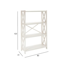 Полка ALEX 4-этажная, 80x31xH123см, дерево  cосна, цвет  белый