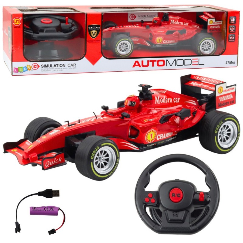 Remote Controlled RC Racing Car Steering Wheel Lights Sounds 1:12 Red