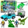 Dinosaur Helicopter Car Set Figures Accessories Lights Sounds