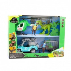 Dinosaur Helicopter Car Set Figures Accessories Lights Sounds