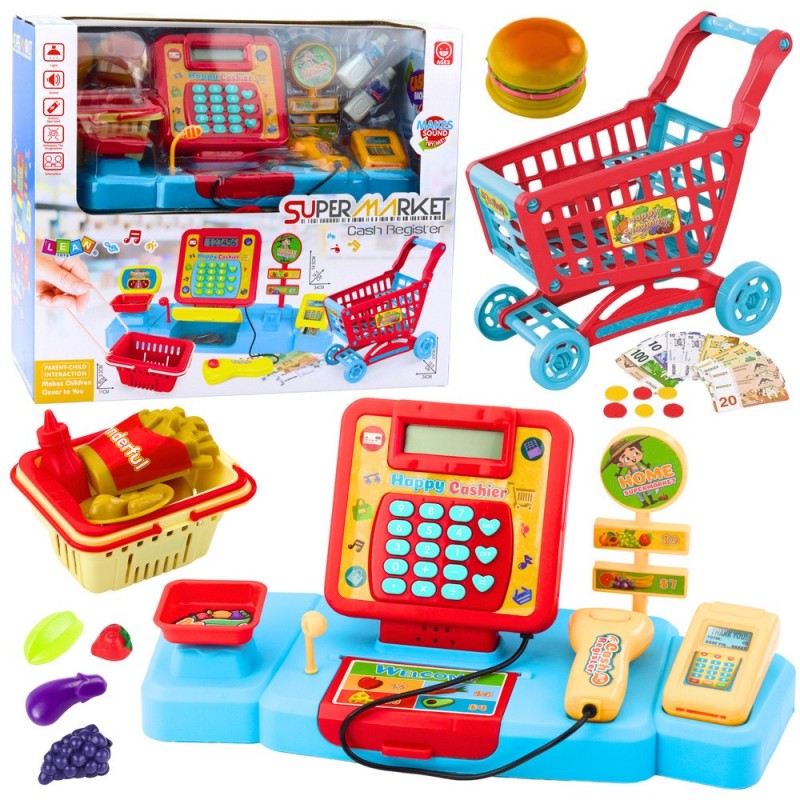 Shop Set Checkout Basket Food Products Lights Sounds Colorful