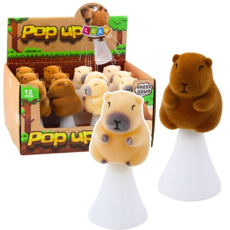 Jumping Capybara Spring Pop Up Beige Brown 10cm