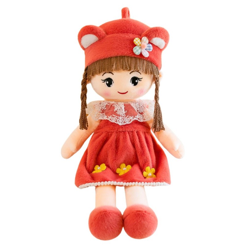 Rag Doll Soft Plush Red Dress Hat With Ears 45cm