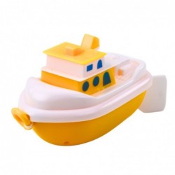 Bath Toy Pull-On Boat White Yellow Mix