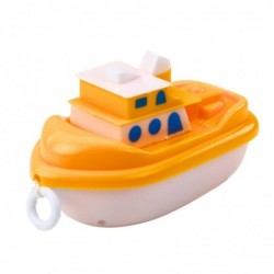 Bath Toy Pull-On Boat White Yellow Mix
