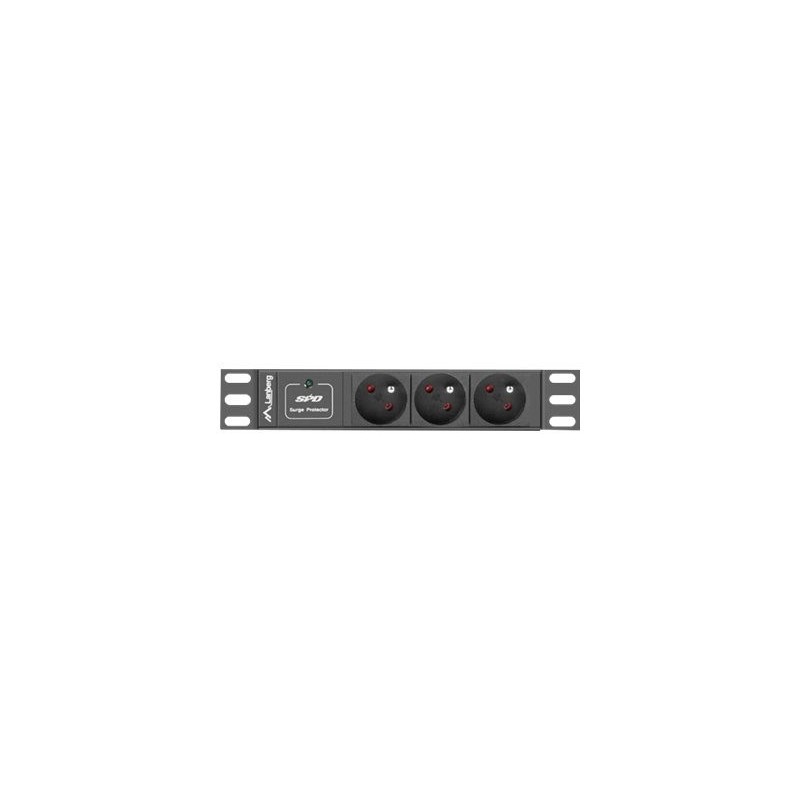 Lanberg Power Distribution Unit (PDU) 10" 1U 16A 2m 3x French Outlets PDU-03E-0200-BK