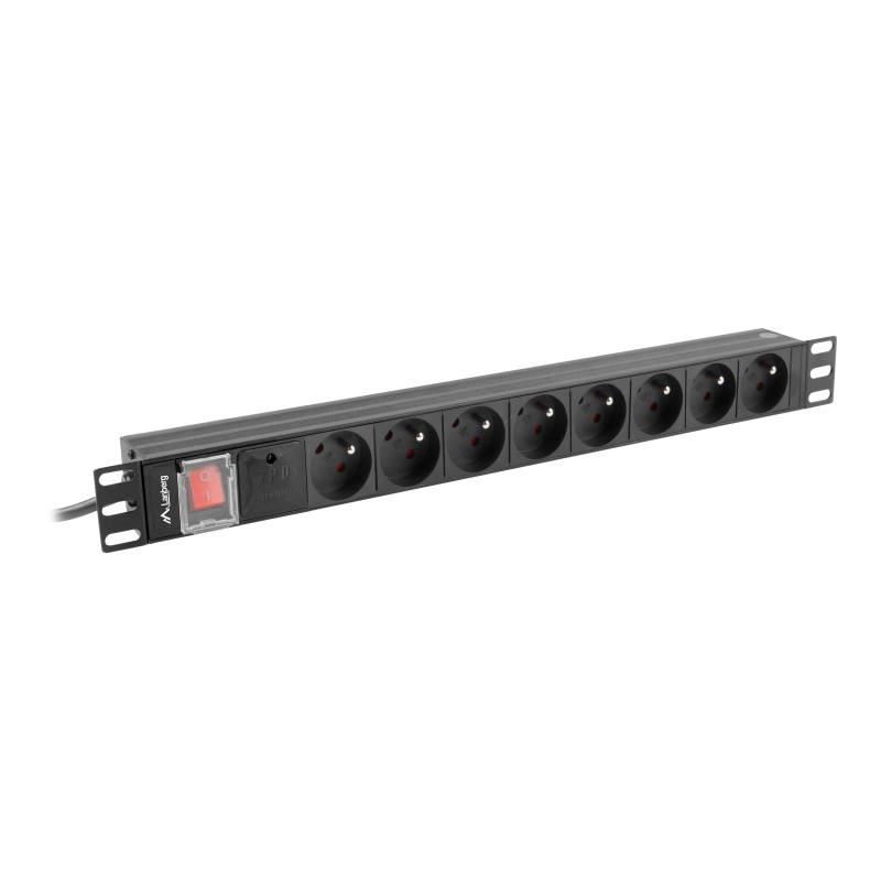 Lanberg Power Distribution Unit (PDU) 19" 1U 16A 2m 8x French Outlets PDU-08E-0200-BK