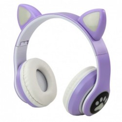 Wireless Headphones For Kids On-Ear Bluetooth Cat Ears Purple