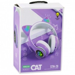 Wireless Headphones For Kids On-Ear Bluetooth Cat Ears Purple