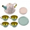 Tea Set in a Suitcase Pastel Metal Tableware 15 pcs