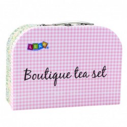Tea Set in a Suitcase Pastel Metal Tableware 15 pcs