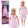Anlily Pregnant Doll Light Pink Polka Dot Dress Long Hair