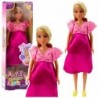Anlily Pregnant Doll Pink Satin Dress Long Hair