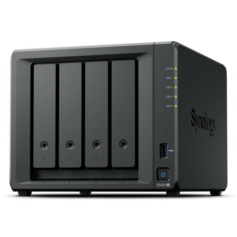 NAS Synology DS425+, Tower, 4x (3.5" SATA HDD/ 2.5" SATA SSD), 2 x M.2, Intel Celeron J4125, 2 GB DDR4 non-ECC
