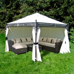 Gazebo SHANGHAI, 3,5x3,5m, steel frame, roof  PA coated polyester fabric, side walls  polyester, color  black-beige