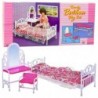 Doll Furniture Set Bed Dressing Table Chair Bedding Floral