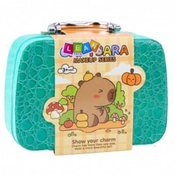 Set Cosmetic Bag Capybara Eyeshadows Nail Polishes Turquoise 14 pcs.