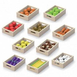 VIGA Wooden Fruit Vegetables Set of 10 boxes