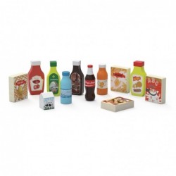 VIGA Wooden Snacks and Drinks Set of 12 Food Items