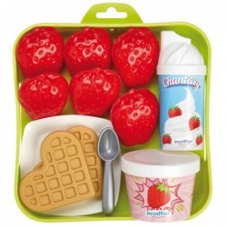 ECOIFFIER Tray with Strawberries Waffles with Whipped Cream and Ice Cream