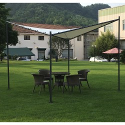 Gazebo SUN SAIL 3x3xH2,085 2,695m, grey steel frame, roof  PU coated polyester fabric, color beige