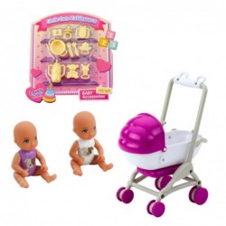 Anlily Mom Doll with Two Children Stroller Baby Accessories
