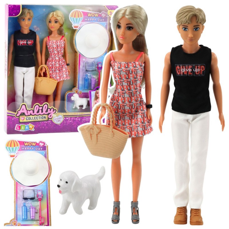 Anlily Doll Set: Girl with Boy, Hat, and Dog Accessories
