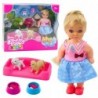 Mini Doll Set with Two Dogs, Bed, Food Bowl