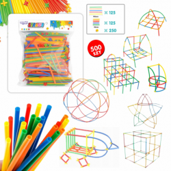 WOOPIE Klocki Konstrukcyjne Kolorowe Słomki 500 el.