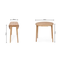 Drop leaf table BIRKA D90xH75cm, oak