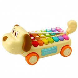 Riding Dog with Cymbals, Movable Ears, Tail, Stick on a String