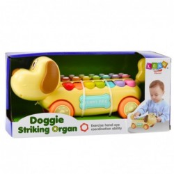 Riding Dog with Cymbals, Movable Ears, Tail, Stick on a String