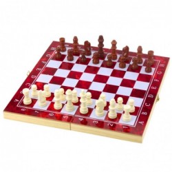 3-in-1 Wooden Game Set Chess Backgammon Checkers Foldable Board 24x24cm
