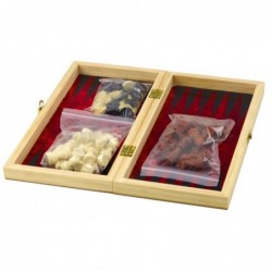 3-in-1 Wooden Game Set Chess Backgammon Checkers Foldable Board 30x30cm