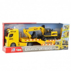 Truck Tow Truck Crawler Excavator Lights and Sounds Yellow Set