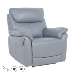 Tugitool BOWEN elektriline recliner 95x86xH102cm, hallikasbeež naturaalne nahk